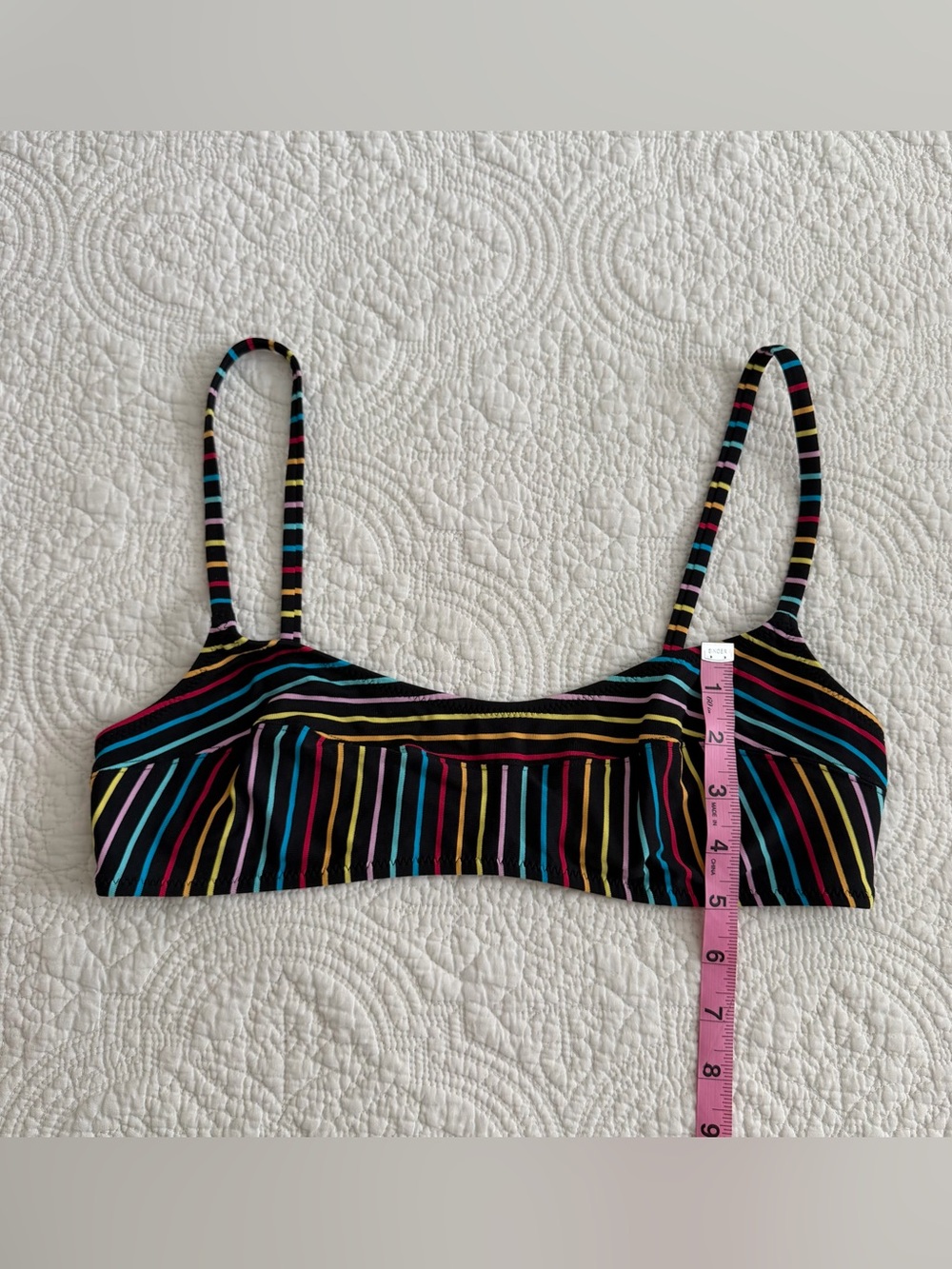 Solid & Striped Bikini Set Womens Medium Black Multicolor Retro Striped Summer - Picture 6 of 8